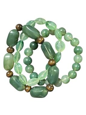 Stretchy Green Beaded Bracelet Set